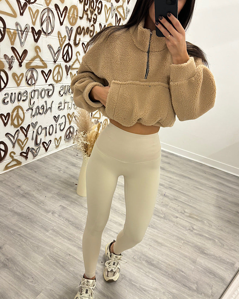 THEA CAMEL CROPPED TEDDY JUMPER