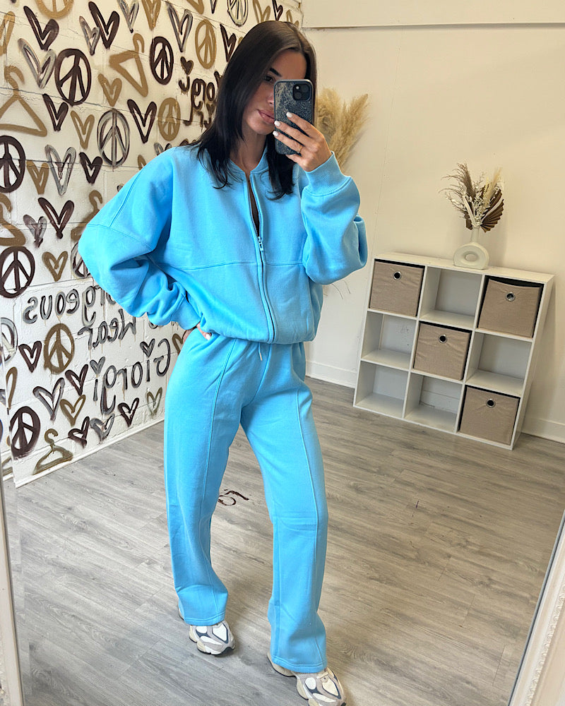 LUCY BLUE ZIP UP LOUNGESET
