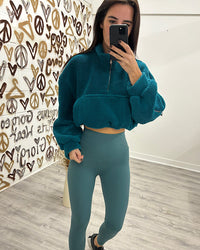 THEA TEAL CROPPED TEDDY JUMPER