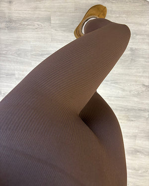 AVA CHOCOLATE BROWN RIBBED LEGGINGS